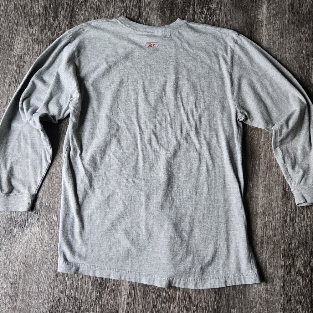 VINTAGE Reebok Shirt Womens Large Gray Running Run This Town Graphic Long Sleeve - Picture 7 of 8